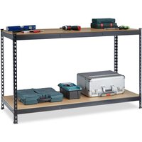 Werkbank, 2 verstellbare Arbeitsplatten, HxBxT: 92 x 150 x 60 cm, Arbeitstisch für Werkstatt, Stahl, schwarz - Relaxdays von RELAXDAYS
