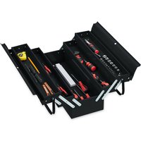 Werkzeugkoffer leer, 5 Fächer, mit Tragegriff, Metall, abschließbar, Werkzeugkasten, hbt 21x53x20 cm, schwarz - Relaxdays Werkzeugkoffer leer, 5 Fächer, mit Tragegriff, Metall, abschließbar, Werkzeugkasten, hbt 21x53x20 cm, schwarz - Relaxdays von RELAXDAYS