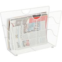 Zeitungsständer Metall, Zeitschriftenständer freistehend, Mesh, Wohnzimmer und wc, hbt: 27 x 39 x 17 cm, weiß - Relaxdays von RELAXDAYS