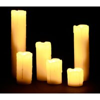 Led Kerzen Set, 6 Echtwachskerzen flammenlos, elektrische Kerzen flackernd, Batterie, Durchmesser 5 cm, creme - Relaxdays von RELAXDAYS