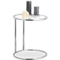 Runder Beistelltisch, Metallgestell, Glasplatte, Wohnzimmertisch, Deko, Designer Tisch, HxD 53 x 45 cm, silber - Relaxdays von RELAXDAYS