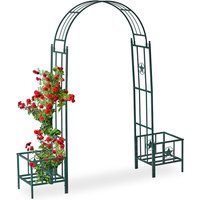 Relaxdays - Rosenbogen mit Pflanzkästen, Metall, wetterfest, Rankhilfe Kletterpflanzen, Garten, hbt 226 x 204 x 45cm, grün von RELAXDAYS