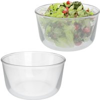 Relaxdays - Salatschüssel Glas, 2er Set, 1,6 Liter, Rührschüssel, Servierschüssel Küche, runde Glasschüsseln, transparent von RELAXDAYS
