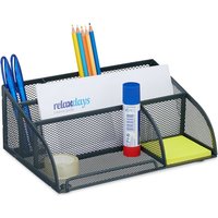 Schreibtisch Organizer, 5 Fächer, Mesh Design, Metall, hbt: 10,5x25,5x17 cm, Utensilienbox für Büro, anthrazit - Relaxdays von RELAXDAYS