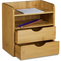 Relaxdays - Schreibtisch-Organizer, 2 Ablagen, 2 Schubladen, hbt: 21 x 20 x 13cm, Briefablage fürs Büro, Bambus, natur Relaxdays - Schreibtisch-Organizer, 2 Ablagen, 2 Schubladen, hbt: 21 x 20 x 13cm, Briefablage fürs Büro, Bambus, natur von RELAXDAYS
