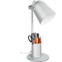 Schreibtischlampe mit Stifthalter, Bürolampe Schreibtisch, E27, moderne Tischlampe, 40 x 15 x 20 cm, silber - Relaxdays von RELAXDAYS