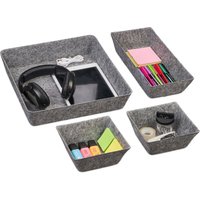 Relaxdays - Schubladen Organizer Filz, 4-tlg. Ordnungssystem Schreibtisch, 3 Größen, Schubladeneinsatz, Filzkörbe, grau Relaxdays - Schubladen Organizer Filz, 4-tlg. Ordnungssystem Schreibtisch, 3 Größen, Schubladeneinsatz, Filzkörbe, grau von RELAXDAYS