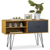 Sideboard Retro Design, Schublade, Metallbeine, Konsolentisch, Anrichte Vintage hbt: 62x100x38 cm, mehrfarbig - Relaxdays von RELAXDAYS