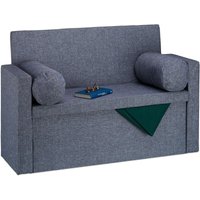 Relaxdays - Sitzbank mit Lehne, 2 Kissenrollen, faltbar, Aufbewahrung, gepolstert, Flur, Sitztruhe 75 x 115 x 47 cm, Grau von RELAXDAYS