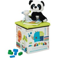 Relaxdays - Sitzhocker Kinder, Tier-Design, Sitzbox faltbar, mit Stauraum, Sitzwürfel, HxBxT 31 x 31 x 31 cm, grün-weiß Relaxdays - Sitzhocker Kinder, Tier-Design, Sitzbox faltbar, mit Stauraum, Sitzwürfel, HxBxT 31 x 31 x 31 cm, grün-weiß von RELAXDAYS