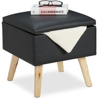 Sitzhocker mit Stauraum, aus Kunstleder, HxBxT: 40 x 40 x 40 cm, mit Deckel, Sitzwürfel gepolstert, schwarz - Relaxdays von RELAXDAYS
