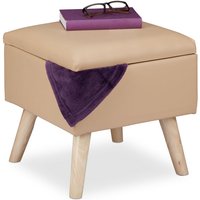 Sitzhocker mit Stauraum, aus Kunstleder, hbt: 40 x 40 x 40 cm, mit Deckel, Sitzwürfel gepolstert, beige - Relaxdays von RELAXDAYS