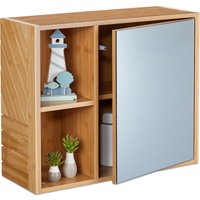 Spiegelschrank, 2 offene Fächer, mit Spiegeltür, h x b x t: 45 x 54,5 x 20 cm, Badezimmer Hängeschrank, natur - Relaxdays von RELAXDAYS