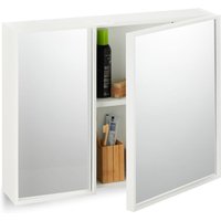 Spiegelschrank, 2-türig, Badschrank beidseitig verspiegelt, hbt: 50x65x15,5 cm, Badezimmer Hängeschrank, weiß - Relaxdays von RELAXDAYS