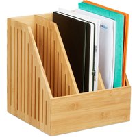 Stehsammler Bambus, 3 Fächer, din A4, Büro & Schreibtisch, Zeitschriftensammler, hbt: 30 x 28 x 26,5 cm, natur - Relaxdays von RELAXDAYS