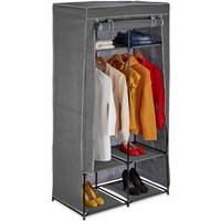 Stoffschrank, mit 2 Kleiderstangen & 6 Fächern, hbt 172 x 90 x 45 cm, stabil, Faltschrank mit Bezug, anthrazit - Relaxdays von RELAXDAYS