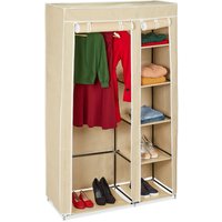 Stoffschrank, mit Kleiderstange & 5 Fächern, hbt: 174 x 107 x 42,5 cm, stabiler Faltschrank mit Bezug, beige - Relaxdays von RELAXDAYS