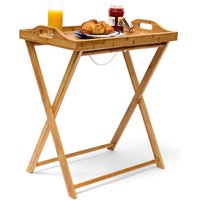Tabletttisch, Bambus, HxBxT: 63,5 x 55 x 35 cm, klappbarer Beistelltisch mit Tablett, für Frühstück, natur - Relaxdays von RELAXDAYS