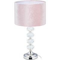 Tischlampe, Samt und Kristall, HxD: 47 x 26 cm, E14-Fassung, Nachttischlampe, indirekte Beleuchtung, rosa - Relaxdays von RELAXDAYS