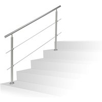 Relaxdays - Treppengeländer Edelstahl Set, für Innen und Außen, Handlauf, 1,5 m lang, 2 Pfosten, 2 Querstreben, silber von RELAXDAYS