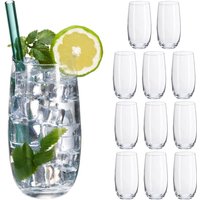 Trinkgläser 12er Set, Wassergläser, Kristallglas, spülmaschinenfest, Saft, Limo, Eistee, 520 ml, transparent - Relaxdays von RELAXDAYS