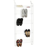 Relaxdays - Tür-Schuhregal, 12 Paar, Korb, zum Einhängen, Schuhablagen auf 4 Ebenen, Eisen, hbt: 144 x 60 x 19 cm, weiß von RELAXDAYS
