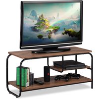 Tv Board, Industrie Design, Receiverablage, Stauraum CDs & DVDs, Fernsehtisch HxBxT 43x90x35 cm, braun/schwarz - Relaxdays von RELAXDAYS