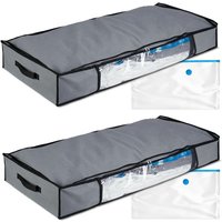 Unterbettkommode Vakuum 2er Set hbt 15x100x45 cm, Kleidung, Bettwäsche, Aufbewahrungstasche Vakuumbeutel, grau - Relaxdays Unterbettkommode Vakuum 2er Set hbt 15x100x45 cm, Kleidung, Bettwäsche, Aufbewahrungstasche Vakuumbeutel, grau - Relaxdays von RELAXDAYS