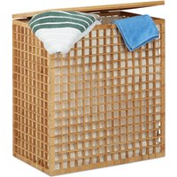 Wäschesammler 2 Fächer, eckige Wäschetruhe mit Wäschesack, Wäschesortierer mit 96 l, hbt: 62x56x35 cm, natur - Relaxdays von RELAXDAYS