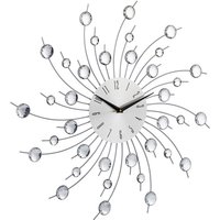 Wanduhr xl mit Glitzer, Küchenuhr groß, moderne Wohnzimmeruhr, Analoguhr Wand, 50 cm Durchmesser, silber - Relaxdays von RELAXDAYS