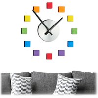 Relaxdays - Wanduhr diy, Uhr Wandtattoo zum Aufkleben, Zifferblatt Regenbogen, Größe variabel, Kinder- & Wohnzimmer, bunt von RELAXDAYS