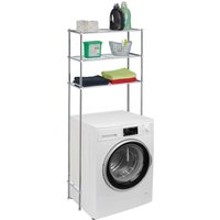 Waschmaschinenregal Metall, 3 Ablagen, Regal Waschmaschine, Trockner, wc, Badregal hbt 162,5x67x30 cm, silber - Relaxdays von RELAXDAYS