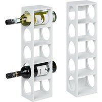 Weinregal für 5 Flaschen, 2er Set, Weinständer Bambus, HxBxT: 53 x 14 x 12 cm, Weinhalter stehend, Küche, weiß - Relaxdays von RELAXDAYS