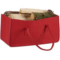 relaxdays Kaminholztasche 27,0 l rot 25,0 x 50,0 x 25,0 cm von RELAXDAYS