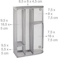 relaxdays Schreibtisch-Organizer 25,5 x 18,0 x 10,5 cm silber von RELAXDAYS