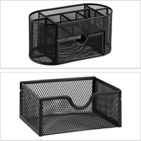 relaxdays Schreibtisch-Organizer 22,0 x 11,0 x 10,5 cm schwarz von RELAXDAYS