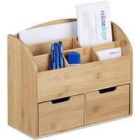 relaxdays Schreibtisch-Organizer braun Bambus 6 Fächer 33,0 x 13,5 x 28,0 cm von RELAXDAYS