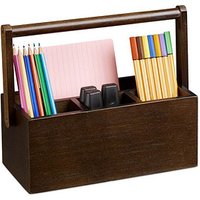 relaxdays Schreibtisch-Organizer braun Bambus 4 Fächer 25,0 x 11,5 x 20,0 cm von RELAXDAYS