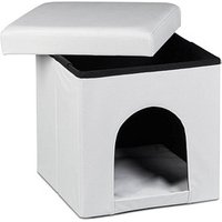 relaxdays Sitzhocker mit Hundebox weiß 38,0 x 38,0 x 38,0 cm von RELAXDAYS
