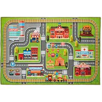 relaxdays Spielteppich Kleinstadt grün/bunt 100,0 x 150,0 cm von RELAXDAYS