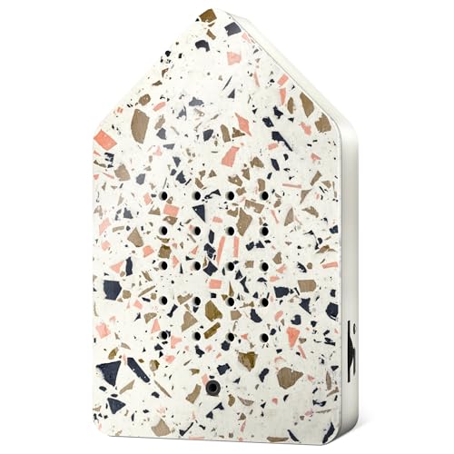 RELAXOUND ORIGINAL Birdybox Toffee Terrazzo – Moderne Vogelgezwitscher Box mit Vollholzfront – Entspannender Vogelgesang – Bewegungsmelder mit Sound – Naturgeräusche Soundbox Zwitscherbox von RELAXOUND