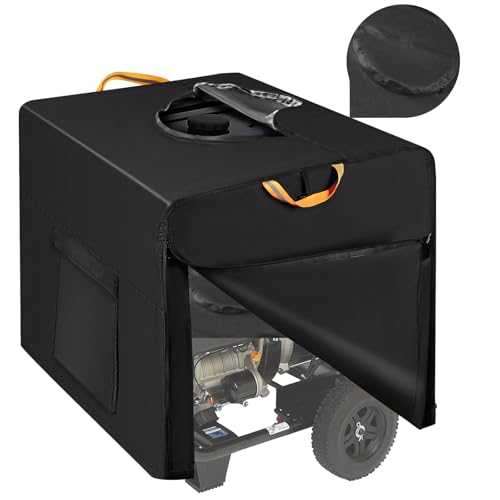 Universelle Generator Abdeckung für Außenbereich mit 2 Wasserdicht Reißverschlüssen, 800D Oxford Heavy Duty Generator Cover Schutz Outdoor mit 2 Reflektierenden Griffen und Großen Taschen (81x62x60cm) von RELEDESA