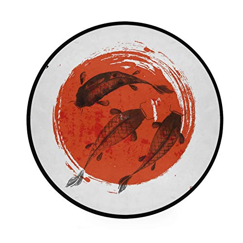 RELEESSS runder Teppich, Koi-Karpfen, japanisch, waschbar, f¨¹r Wohnzimmer, Schlafzimmer, K¨¹che, Zimmer, Heimdekoration RELEESSS runder Teppich, Koi-Karpfen, japanisch, waschbar, f¨¹r Wohnzimmer, Schlafzimmer, K¨¹che, Zimmer, Heimdekoration von TropicalLife