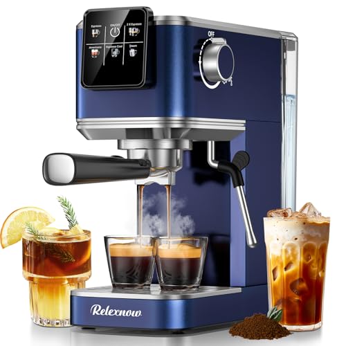 RELEXNOW Espressomaschine, 20 Bar Espressokocher Milchaufschäumer & LCD-Panel, Heiß- & Eiskaffeemaschine, Edelstahl Espresso-Kaffeemaschine mit 4 Unzen Wassertank für Cappuccino, Latte RELEXNOW Espressomaschine, 20 Bar Espressokocher Milchaufschäumer & LCD-Panel, Heiß- & Eiskaffeemaschine, Edelstahl Espresso-Kaffeemaschine mit 4 Unzen Wassertank für Cappuccino, Latte von RELEXNOW