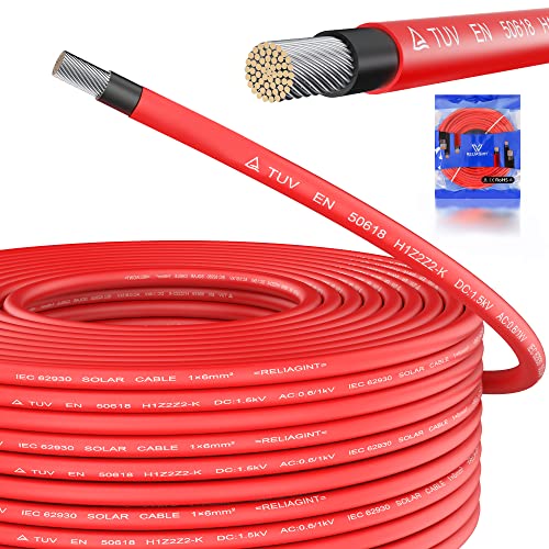 RELIAGINT Solarkabel Set 20m – Wetterfeste Verlängerung mit Verzinntem Kupferkabelverbinder Gegen Rost und Oxidation – 9 AWG (6 mm2) Mc4 Kabel – 1.500 V Vorgecrimpter Solarkabeldraht von RELIAGINT
