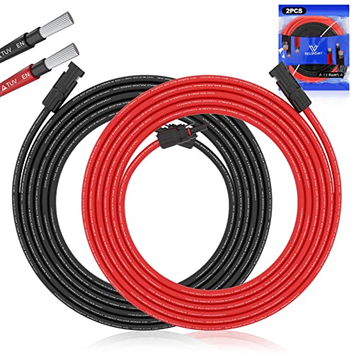 Solarkabel Set 1.5m – Wetterfeste Verlängerung mit Verzinntem Kupferkabelverbinder Gegen Rost und Oxidation – 9 AWG (6 mm2) Kabel – 1.500 V Vorgecrimpter Solarkabeldraht von RELIAGINT von RELIAGINT