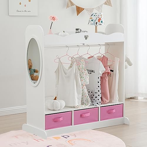 RELIANCER Kinderschrank mit Spiegel, offener Hängeschrank mit Kleiderständer, für Kleinkinder, Spielkostüm, Kinderkostüm-Organizer, Zentrum für Kinderzimmer, Mädchen, Schlafzimmer, Spielzimmer RELIANCER Kinderschrank mit Spiegel, offener Hängeschrank mit Kleiderständer, für Kleinkinder, Spielkostüm, Kinderkostüm-Organizer, Zentrum für Kinderzimmer, Mädchen, Schlafzimmer, Spielzimmer von RELIANCER