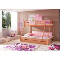 Etagenbett Mike inkl. Bettschubladen und 2 tlg. Textils.Prinzessin,Buche massiv natur lackiert von RELITA