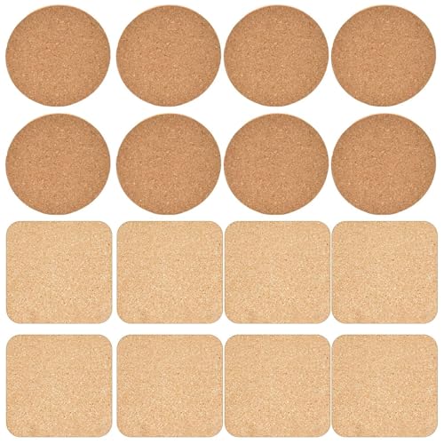 RELKLYU 16 Stücke Cork Coaster, Nicht-Schlupf-Untersetzer, Thermalisolierung Untersetzer, Einfacher Untersetzer, Kaffee Copper, Haushaltswaren. von RELKLYU