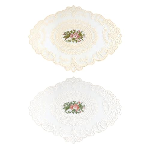 RELKLYU 2 Stücke Von Spitzenstickstücken, Vintage -Tischemat, Esstischdekorationen, Blumenmuster -Placemat, Haushaltszubehör. von RELKLYU